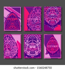 Abstract paper cut layout top view. Flyer templates with paper cut geometric. Pastel colors. Vector cover set craft paper style.