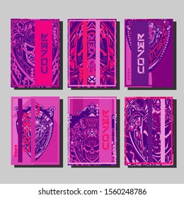 Abstract paper cut layout top view. Flyer templates with paper cut geometric. Pastel colors. Vector cover set craft paper style.