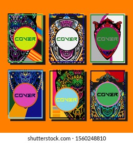 Abstract paper cut layout top view. Flyer templates with paper cut geometric. Pastel colors. Vector cover set craft paper style.