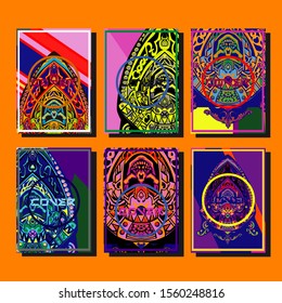 Abstract paper cut layout top view. Flyer templates with paper cut geometric. Pastel colors. Vector cover set craft paper style.