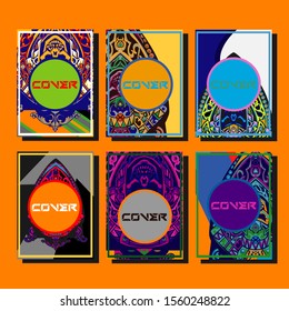 Abstract paper cut layout top view. Flyer templates with paper cut geometric. Pastel colors. Vector cover set craft paper style.