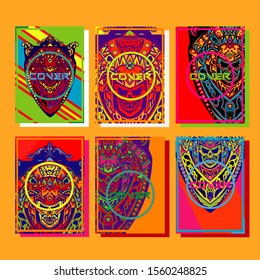 Abstract paper cut layout top view. Flyer templates with paper cut geometric. Pastel colors. Vector cover set craft paper style.
