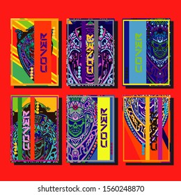 Abstract paper cut layout top view. Flyer templates with paper cut geometric. Pastel colors. Vector cover set craft paper style.