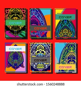Abstract paper cut layout top view. Flyer templates with paper cut geometric. Pastel colors. Vector cover set craft paper style.