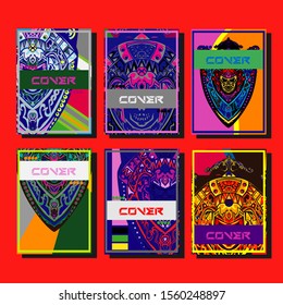 Abstract paper cut layout top view. Flyer templates with paper cut geometric. Pastel colors. Vector cover set craft paper style.