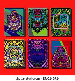 Abstract paper cut layout top view. Flyer templates with paper cut geometric. Pastel colors. Vector cover set craft paper style.