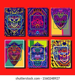 Abstract paper cut layout top view. Flyer templates with paper cut geometric. Pastel colors. Vector cover set craft paper style.