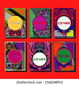 Abstract paper cut layout top view. Flyer templates with paper cut geometric. Pastel colors. Vector cover set craft paper style.