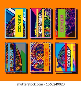 Abstract paper cut layout top view. Flyer templates with paper cut geometric. Pastel colors. Vector cover set craft paper style.