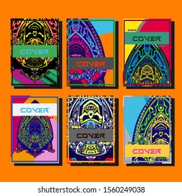Abstract paper cut layout top view. Flyer templates with paper cut geometric. Pastel colors. Vector cover set craft paper style.