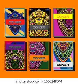 Abstract paper cut layout top view. Flyer templates with paper cut geometric. Pastel colors. Vector cover set craft paper style.