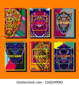 Abstract paper cut layout top view. Flyer templates with paper cut geometric. Pastel colors. Vector cover set craft paper style.