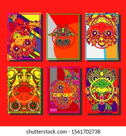 Abstract paper cut layout top view. Flyer templates with paper cut geometric. Pastel colors. Vector cover set craft paper style.
