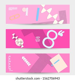 Abstract paper cut layout top view. Banner templates with paper cut geometric shapes flat lay with 3d realistic shadow. Pastel colors. Vector banner set craft paper style.