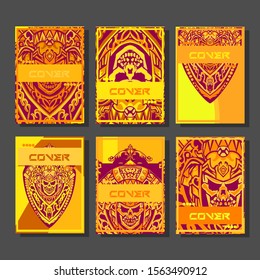 Abstract paper cut layout top view. Flyer templates with paper cut geometric. Pastel colors. Vector cover set craft paper style.