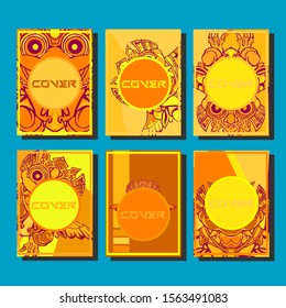 Abstract paper cut layout top view. Flyer templates with paper cut geometric. Pastel colors. Vector cover set craft paper style.