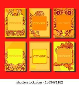 Abstract paper cut layout top view. Flyer templates with paper cut geometric. Pastel colors. Vector cover set craft paper style.