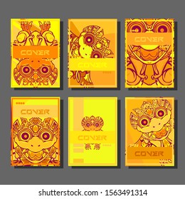 Abstract paper cut layout top view. Flyer templates with paper cut geometric. Pastel colors. Vector cover set craft paper style.