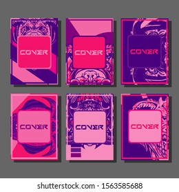 Abstract paper cut layout top view. Flyer templates with paper cut geometric. Pastel colors. Vector cover set craft paper style.