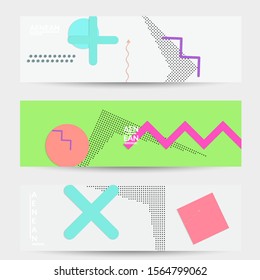 Abstract paper cut layout top view. Banner templates with paper cut geometric shapes flat lay with 3d realistic shadow. Pastel colors. Vector banner set craft paper style.