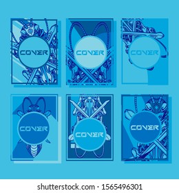 Abstract paper cut layout top view. Flyer templates with paper cut geometric. Pastel colors. Vector cover set craft paper style.