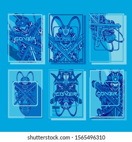 Abstract paper cut layout top view. Flyer templates with paper cut geometric. Pastel colors. Vector cover set craft paper style.