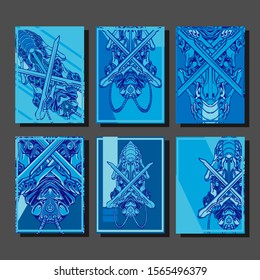 Abstract paper cut layout top view. Flyer templates with paper cut geometric. Pastel colors. Vector cover set craft paper style.