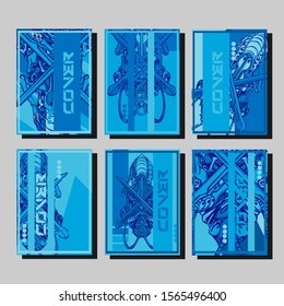 Abstract paper cut layout top view. Flyer templates with paper cut geometric. Pastel colors. Vector cover set craft paper style.