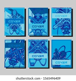 Abstract paper cut layout top view. Flyer templates with paper cut geometric. Pastel colors. Vector cover set craft paper style.