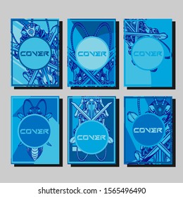 Abstract paper cut layout top view. Flyer templates with paper cut geometric. Pastel colors. Vector cover set craft paper style.