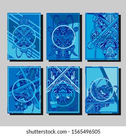 Abstract paper cut layout top view. Flyer templates with paper cut geometric. Pastel colors. Vector cover set craft paper style.