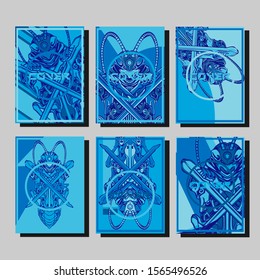 Abstract paper cut layout top view. Flyer templates with paper cut geometric. Pastel colors. Vector cover set craft paper style.