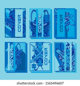 Abstract paper cut layout top view. Flyer templates with paper cut geometric. Pastel colors. Vector cover set craft paper style.