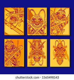 Abstract paper cut layout top view. Flyer templates with paper cut geometric. Pastel colors. Vector cover set craft paper style.