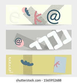 Abstract paper cut layout top view. Banner templates with paper cut geometric shapes flat lay with 3d realistic shadow. Pastel colors. Vector banner set craft paper style.