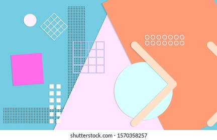 Abstract paper cut layout top view. Background template with paper cut geometric shapes flat lay with 3d realistic shadow. Pastel colors. Vector banner craft paper style.
