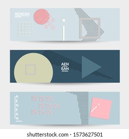 Abstract paper cut layout top view. Banner templates with paper cut geometric shapes flat lay with 3d realistic shadow. Pastel colors. Vector banner set craft paper style.
