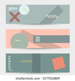 Abstract paper cut layout top view. Banner templates with paper cut geometric shapes flat lay with 3d realistic shadow. Pastel colors. Vector banner set craft paper style.