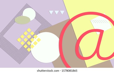 Abstract paper cut layout top view. Background template with paper cut geometric shapes flat lay with 3d realistic shadow. Pastel colors. Vector banner craft paper style.