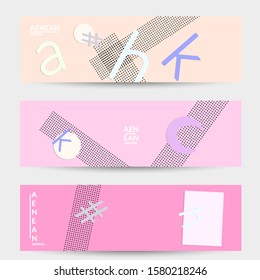 Abstract paper cut layout top view. Banner templates with paper cut geometric shapes flat lay with 3d realistic shadow. Pastel colors. Vector banner set craft paper style.