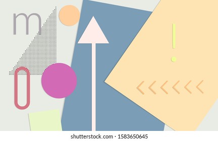 Abstract paper cut layout top view. Background template with paper cut geometric shapes flat lay with 3d realistic shadow. Pastel colors. Vector banner craft paper style.