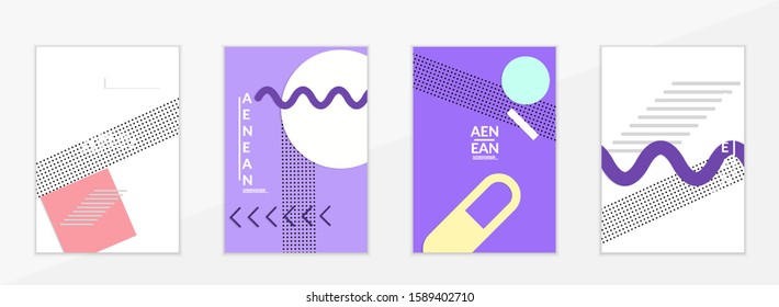 Abstract paper cut layout top view. Flyer templates with paper cut geometric shapes flat lay with 3d realistic shadow. Pastel colors. Vector cover set craft paper style.