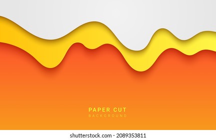 Abstract paper cut orange vector design, banner pattern, background template. Suitable for various background design, template, banner, poster, presentation, etc.
