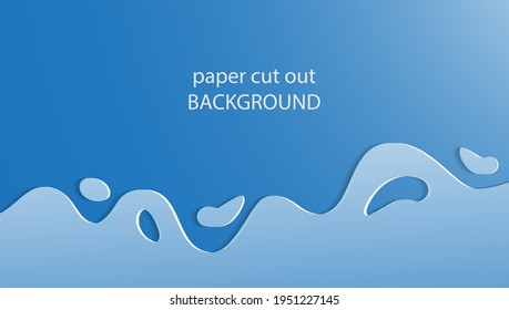 Fondo de recorte de papel abstracto para diseño en colores azules con espacio blanco en blanco