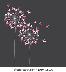 Abstract Paper Cut Out Butterfly Flower Background. Vector Illustration EPS10