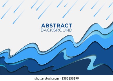 Abstract Paper Cut Rain Background Template