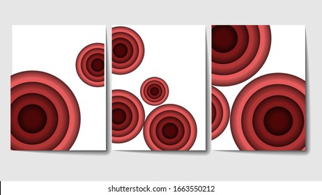 Abstract Paper Cut Red Circle Banner Background Vector