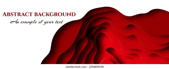 Abstract paper cut. Red geometric form. Vector