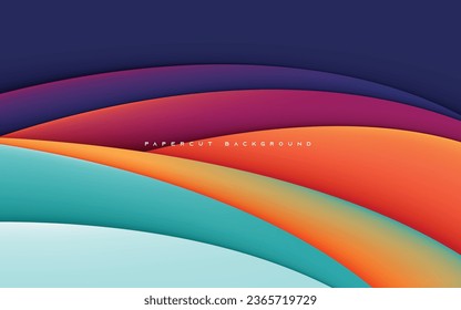 Abstract paper cut shape background with colorful gradient color