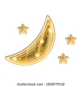 Abstract Paper Cut Sky Moon Star Science Banner Design Vector Shadow